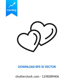 Heart Icon Vector. Perfect Love symbol. Valentine's Day sign, emblem isolated on white background with shadow, Flat style for graphic and web design, logo. EPS10 black pictogram.