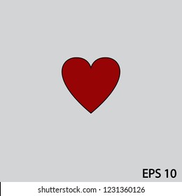 Heart Icon Vector. Perfect love symbol. Valentine's day sign, isolated on gray background, flat style for graphic and web design. EPS10 format.