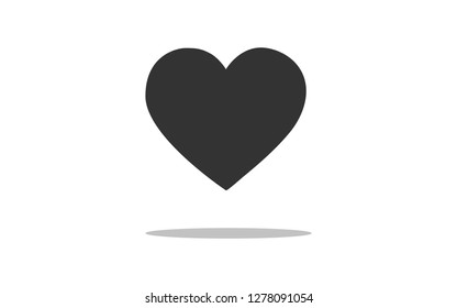 Heart Icon Vector. Perfect Love symbol. Valentine's Day sign, emblem isolated on white background with shadow, Flat style for graphic and web design, logo.
