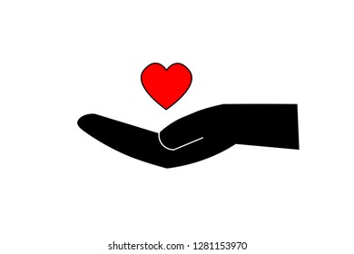 Heart Icon Vector. Perfect Love symbol. Valentine's Day sign, emblem isolated on white background with shadow, Flat style for graphic and web design, logo. EPS10 black pictogram. - Vector