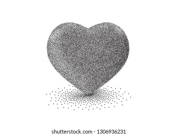 Heart Icon Vector Perfect Love symbol Valentine's Day sign white background dots illustration 3d perspective