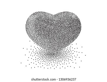 Heart Icon Vector Perfect Love symbol Valentine's Day sign white background dots illustration 3d perspective
