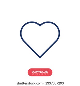 Heart Icon Vector. Perfect Love symbol. Valentine's Day sign, emblem isolated on white background with shadow, Flat style for graphic and web design, logo. EPS10 black pictogram. - Vector