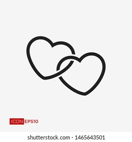 Heart Icon Vector. Perfect Love symbol. Valentine's Day sign, emblem isolated on white background with shadow, Flat style for graphic and web design, logo. EPS10 black pictogram