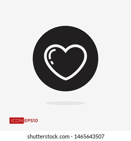 Heart Icon Vector. Perfect Love symbol. Valentine's Day sign, emblem isolated on white background with shadow, Flat style for graphic and web design, logo. EPS10 black pictogram