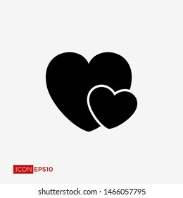 Heart Icon Vector. Perfect Love symbol. Valentine's Day sign, emblem isolated on white background with shadow, Flat style for graphic and web design, logo. EPS10 black pictogram