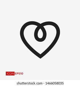 Heart Icon Vector. Perfect Love symbol. Valentine's Day sign, emblem isolated on white background with shadow, Flat style for graphic and web design, logo. EPS10 black pictogram
