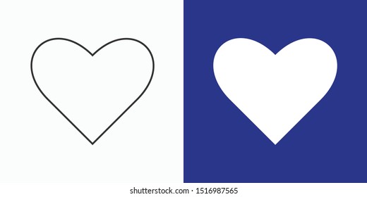 Heart Icon Vector. Perfect Love symbol. Valentine's Day sign, pulse vector icon.  Outline and filled icons set 