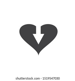 Heart Icon Vector. Perfect Love symbol. Valentine's Day sign, emblem isolated on white background with shadow, Flat style for graphic and web design, logo. EPS10 black pictogram.