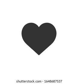 Heart Icon Vector. Perfect Love symbol. Valentine's Day sign, emblem isolated on white background with shadow, Flat style for graphic and web design, logo. EPS10 black pictogram.