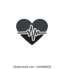 Heart Icon Vector. Perfect Love symbol. Valentine's Day sign, emblem isolated on white background with shadow, Flat style for graphic and web design, logo. EPS10 black pictogram.