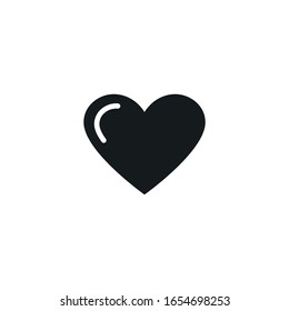 Vector de icono del corazón. Símbolo de amor perfecto. Signo del Día de San Valentín, emblema aislado en fondo blanco con sombra, estilo plano para diseño gráfico y web, logotipo. Pictograma negro EPS10.