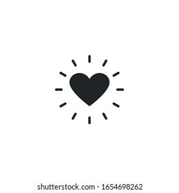 Heart Icon Vector. Perfect Love symbol. Valentine's Day sign, emblem isolated on white background with shadow, Flat style for graphic and web design, logo. EPS10 black pictogram.