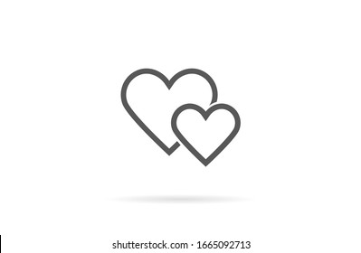 Heart Icon Vector. Perfect Love symbol. Valentine's Day sign,Heart Icon Vector emblem isolated on white background with shadow, Heart Icon Vector Flat style for graphic and web design