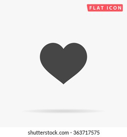 Heart Icon Vector   Perfect Love symbol  Valentine's Day sign  emblem isolated white background and shadow  Flat style for graphic   web design  logo  EPS10 black pictogram 