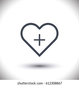 Heart icon vector plus line