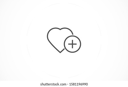 Heart icon vector Plus love linear Heart icon vector . Valentines day Heart icon vector.  flat symbol  Add heart vector sign. 