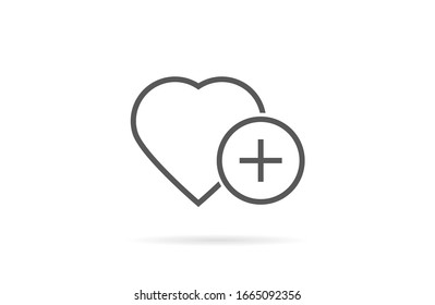 Heart icon vector Plus love linear Heart icon vector . Valentines day Heart icon vector. flat symbol Add heart vector sign.
