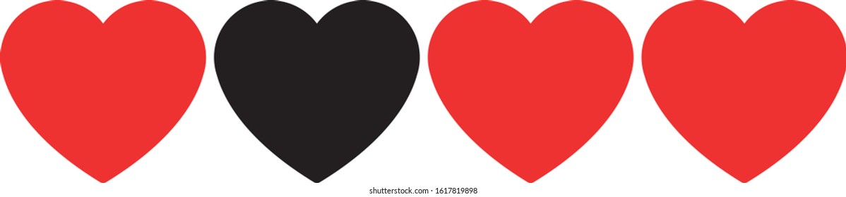 Heart Icon Vector with red and black Color Variations