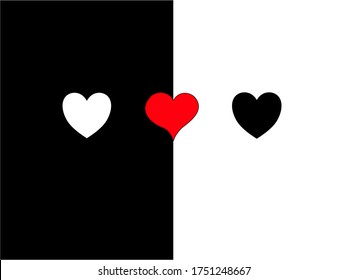 Heart icon vector set. Black lives matter. Racial harmony and diversity.
