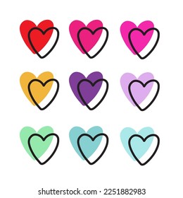 Heart Icon Vector set with different color variations