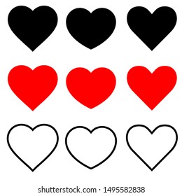 Heart icon vector set. Love illustration symbol collection.