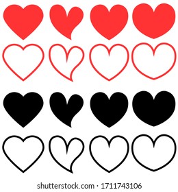 Heart icon vector set. love illustration sign collection. romance symbol. Valentine's Day logo.