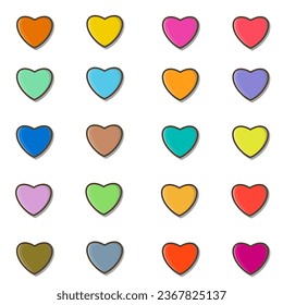 Heart Icon Vector, set of love sign illustration colorful 