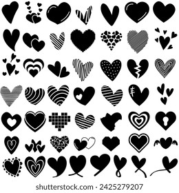 Conjunto de vector de icono de corazón. colección de signos de ilustración de amor. símbolo de romance.