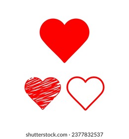 heart icon vector set on white background