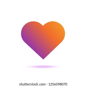 Heart icon vector with shadow.Love symbol flat design 