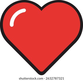 "Heart Icon Vector – Simple Red Love Symbol Isolated on White Background"