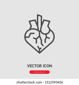 Heart icon vector. Heart symbol. Linear style sign for mobile concept and web design. Heart symbol illustration. Pixel vector graphics - Vector.