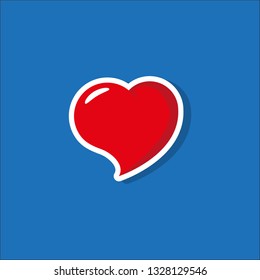 Heart Icon Vector. Valentine's Day sign, emblem isolated on blue background with shadow. Flat style for graphic and web design, logo. Vector illustration EPS10