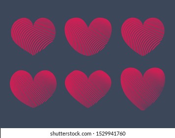 Heart Icon Vector. Valentine's day symbol.  earts silhouettes pictogram collection.