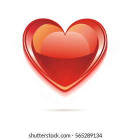 Heart Icon Vector, for web design. Valentine's day illustration, eps8. Sign, isolated on white background with shadow, logo
