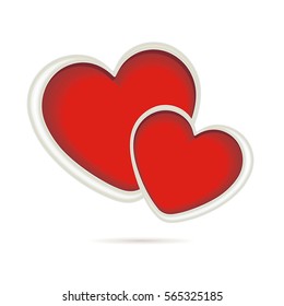 Heart Icon Vector, for web design. Valentine's day illustration, eps8. Sign, isolated on white background with shadow