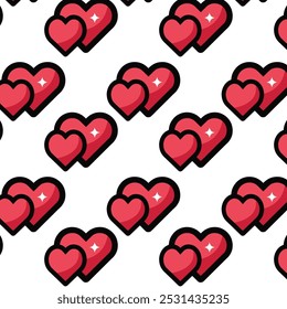 Heart Icon VectorArt Design pattern,hand-drawn black line heart set, Valente Day.