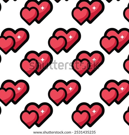 Heart Icon VectorArt Design pattern,hand-drawn black line heart set, Valente Day.