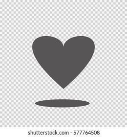 Heart icon for web design in flat. transparency background