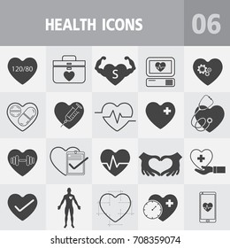 Heart icon,Health thin lines web icon set - Medicine and Health symbols.Vector Can Be Used as Logotype Element or Icon, Illustration Ready for Print or Using with High Quality