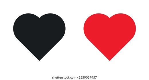 Heart icons in black and colored version