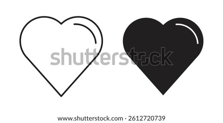 Heart icons in black fill and line style