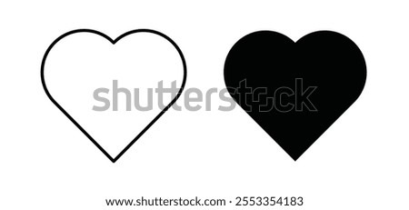 Heart icons in black filled and outlined style