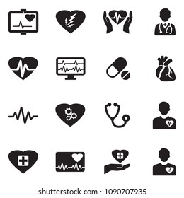 Heart Icons. Black Flat Design. Vector Illustration. 