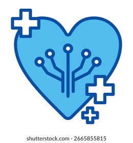 Herzsymbole im blauen Stil, Vektorgrafik