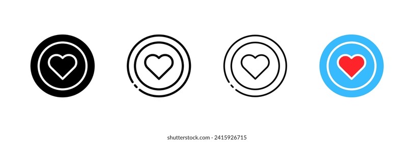 Iconos del corazón en un círculo. Distintos estilos, corazón en círculo. Iconos del vector