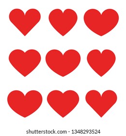 heart icons. collection of different red hearts icons in flat design. Eps10