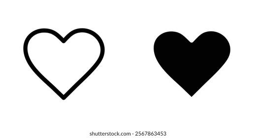 Heart icons collection in Filled flat and thin line style.