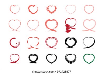 heart Icons collection on white background